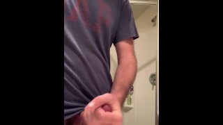 Horny frat boy caught jerking off in college bathroom