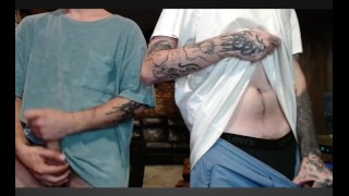 Two bros showing off their dicks and ass together on cam